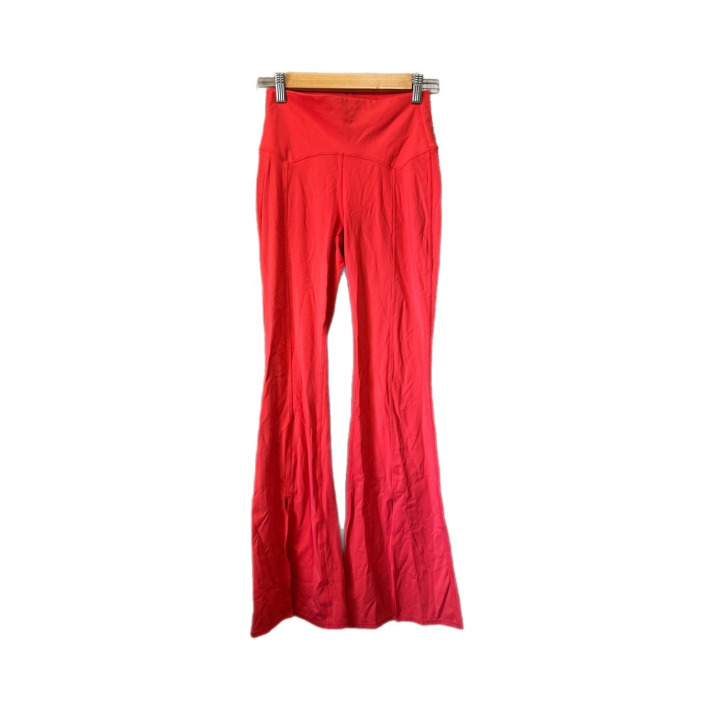 Joy Lab Flare Leggings Women Small Red Excellent Split Hem High Waist Yoga Pants